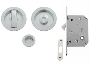 SERRATURA PORTA SCORREVOLE KIT TONDO CROMO SATINATO