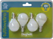 LAMPADA LED TUTTOVETRO BEGHELLI CF.4PZ SFERA E14 5W L.BIANCA (4000K)