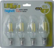 LAMPADA LED FILAMENTO CF.4PZ OLIVA E14 4W 6500K "BEGHELLI LITELED 58012B