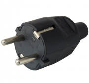 SPINA SCHUKO GOMMA 16A NERO MAURER 4,8MM - CF. BUSTA