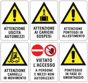 CARTELLO SEGNALETICA "CARICHI SOSPESI" CM 50X 70 IN POLIONDA