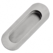 MANIGLIA INCASSO OVALE CROMO SATINATA SENZA FORI 125X38MM