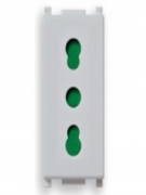 Presa elettrica P17/11 in metallo argentato per uso domestico - 2 prese e 16A di potenza per una connessione sicura e affidabile