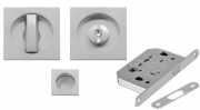 SERRATURA PORTA SCORREVOLE KIT QUADRO CROMO SATINATO